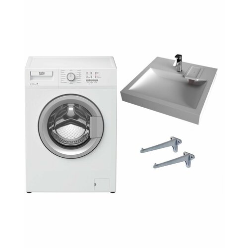 Стиральная машина Beko WRS 54P1 BSW и раковина над стиральной машиной Solo Jazz 50 3905000₽