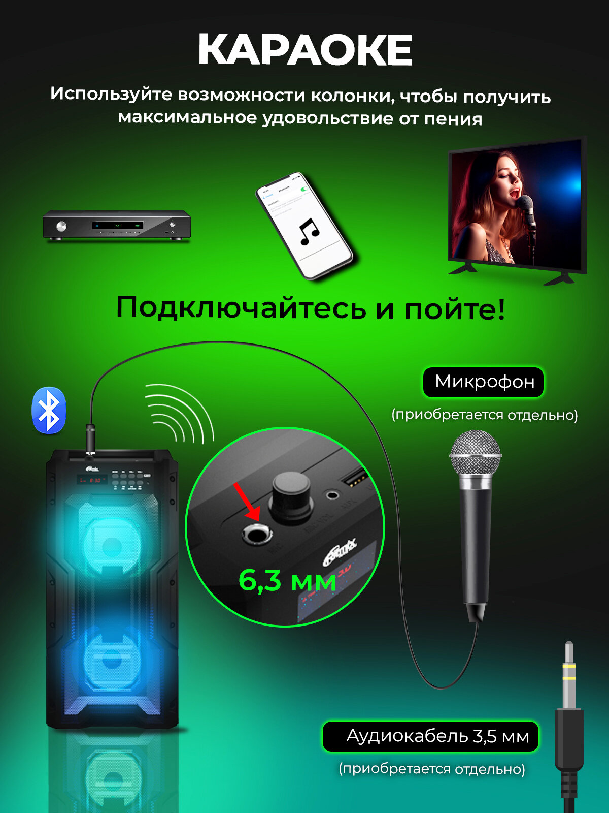 Портативная колонка RITMIX SP-830B, 20Вт, черный [80000895] - фото №13