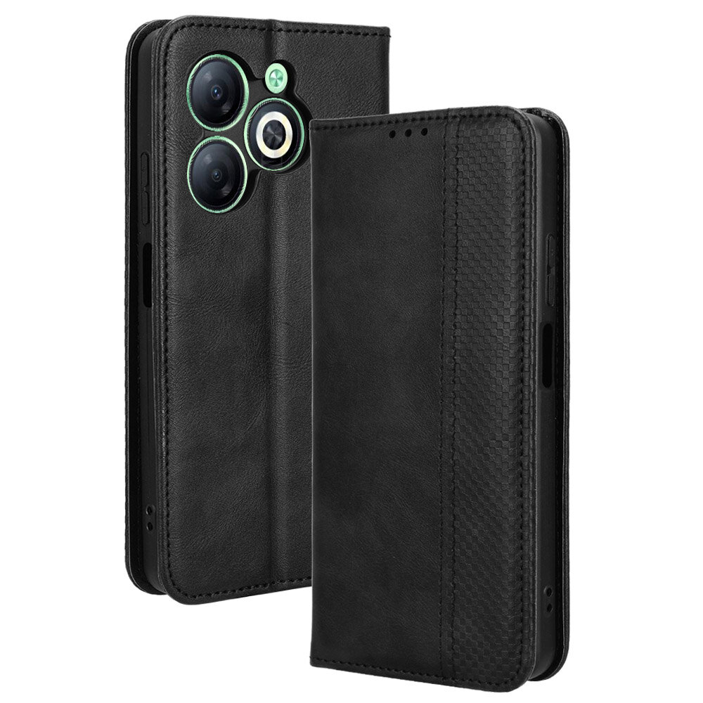 Чехол книжка для Infinix Smart 8 с магнитом и отделением под карты / Инфиникс Смарт 8 (черная)