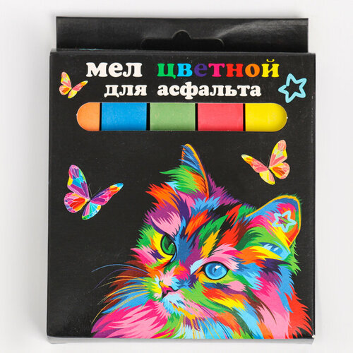 Мел цветной «Кот и бабочки. JUMBO», 5 шт. 72024 мел цветной для асфальта kuromi 5 шт centrum