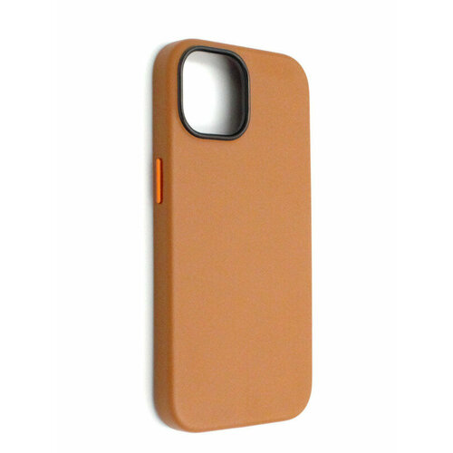 Чехол с MagSafe на iPhone 14 Plus Кожаный (New line)-Коричневый