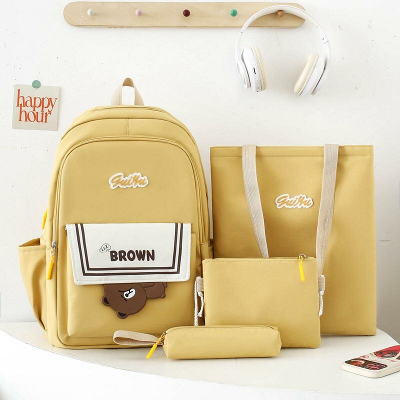 Рюкзак для девочки с комплектом 4в1 детский пенал, сумки, рюкзак для подростков девочек и для прогулки школьный набор 5522