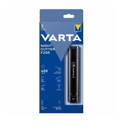 Фонарик аккумуляторный 160мм черный 18900 Varta 18900101111 4008496978915 34320₽