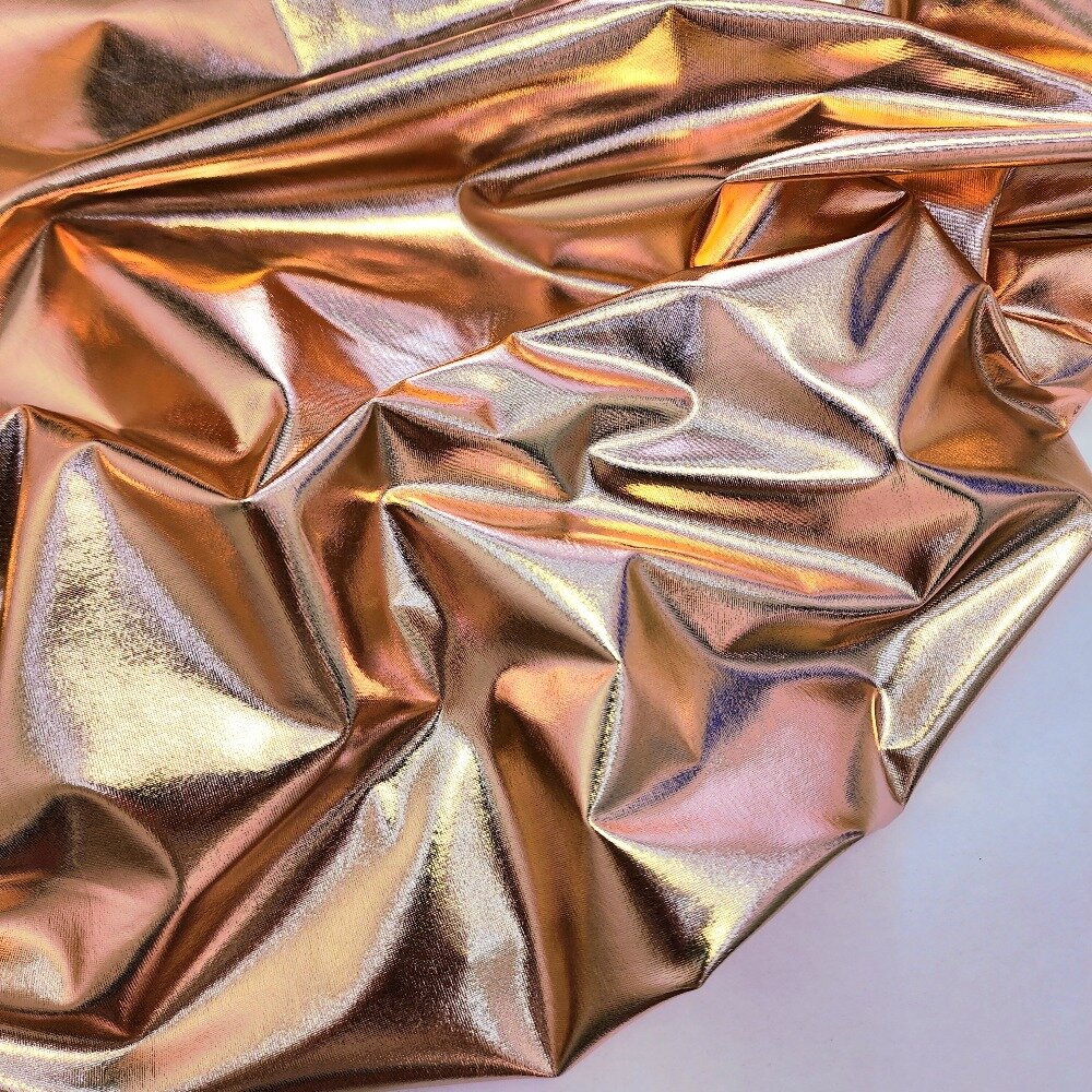 Ткань металлик стрейч цвет розовое золото 100*150см
