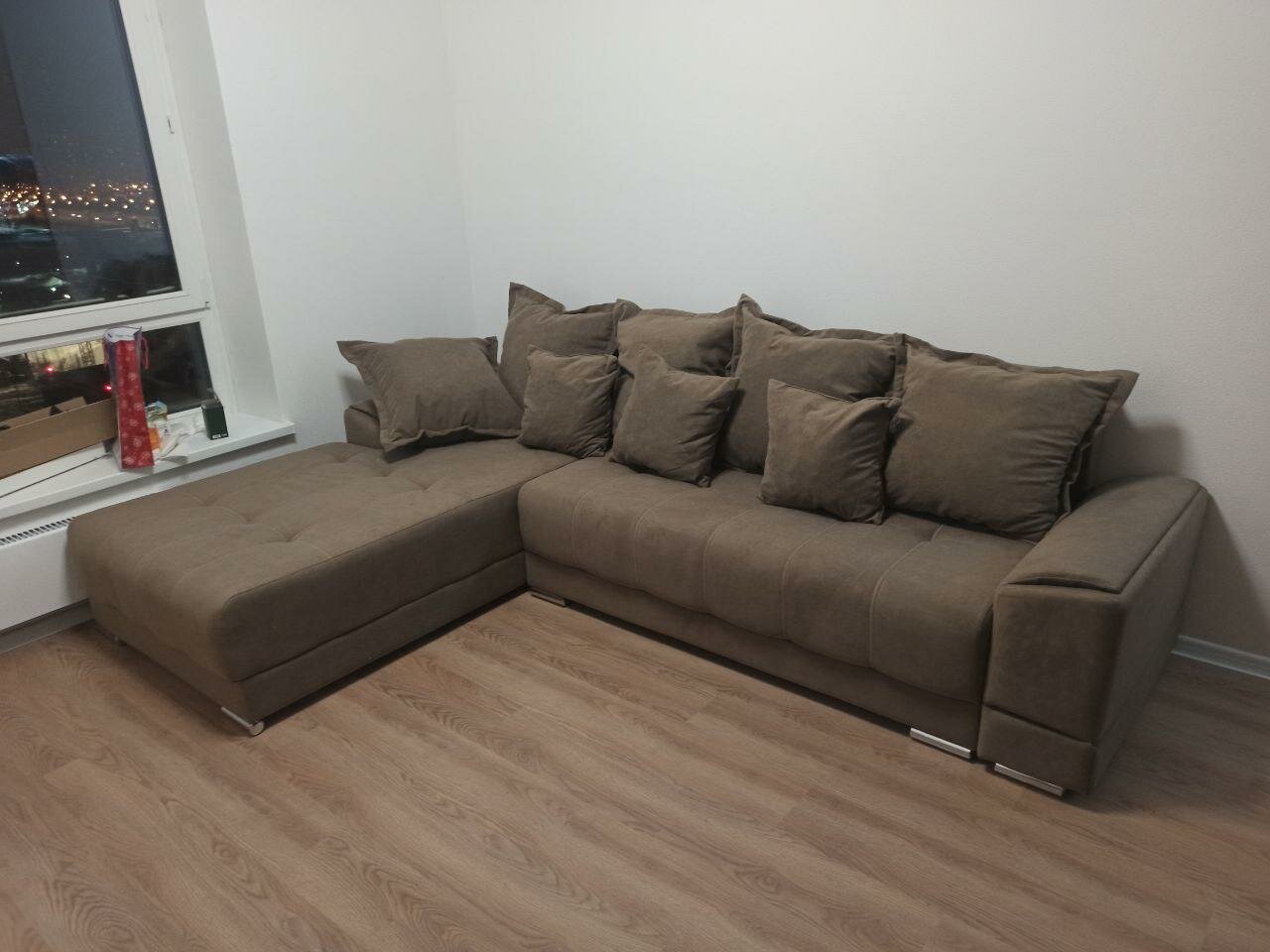 Угловой диван-кровать "Норд", 285х190х87см, наполнитель ППУ, ящик для белья, левый угол, RS-9
