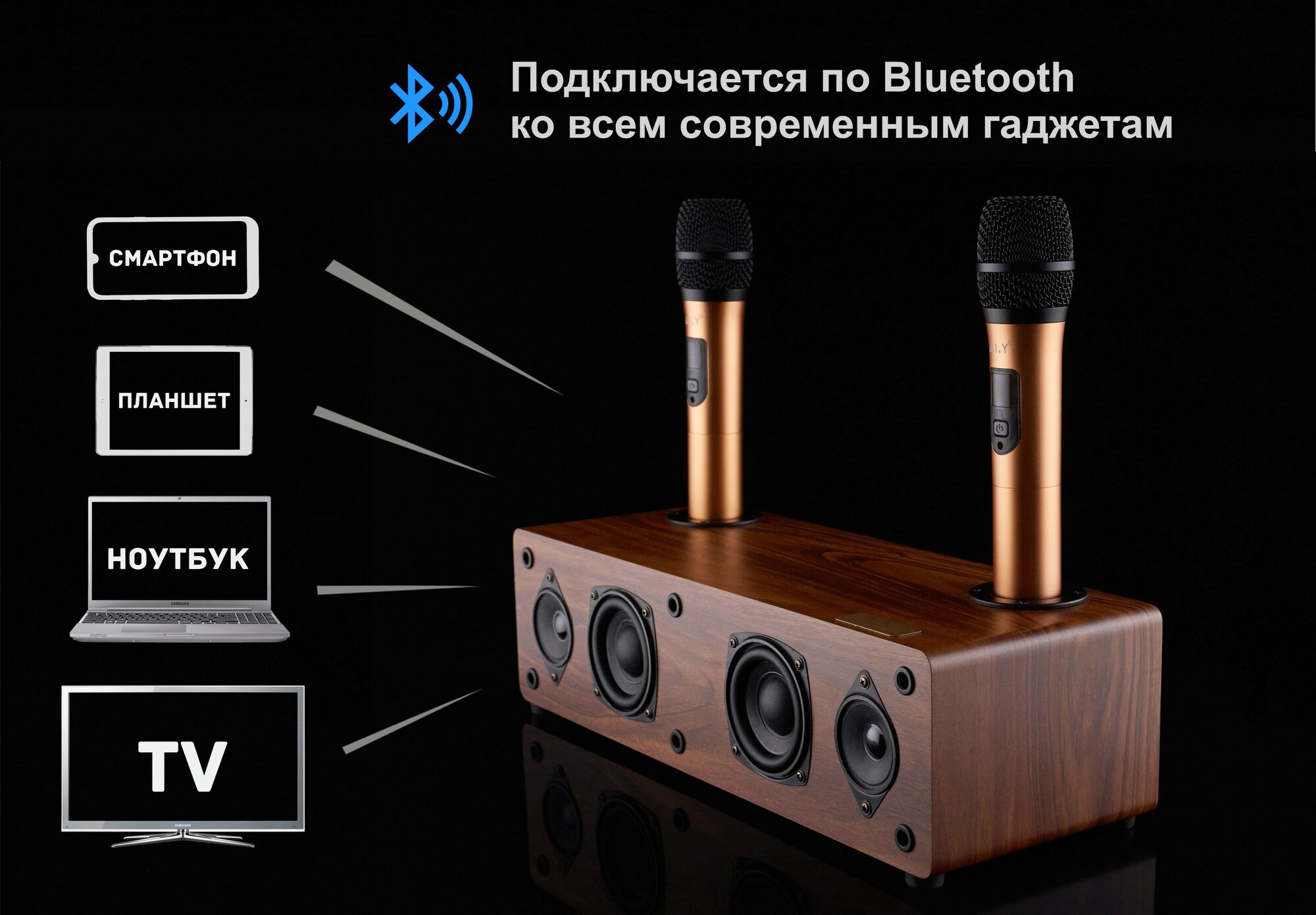 Караоке система для дома Jonsen PRO 2.1 мощность 130Вт и Bluetooth