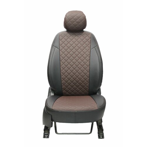 Чехлы для автомобильных сидений комплект GreenLine на нива шевроле 2016-н в Нива Тревел 2020-н в авточехлы модельные экокожа черно-шоколад ромб 7577₽