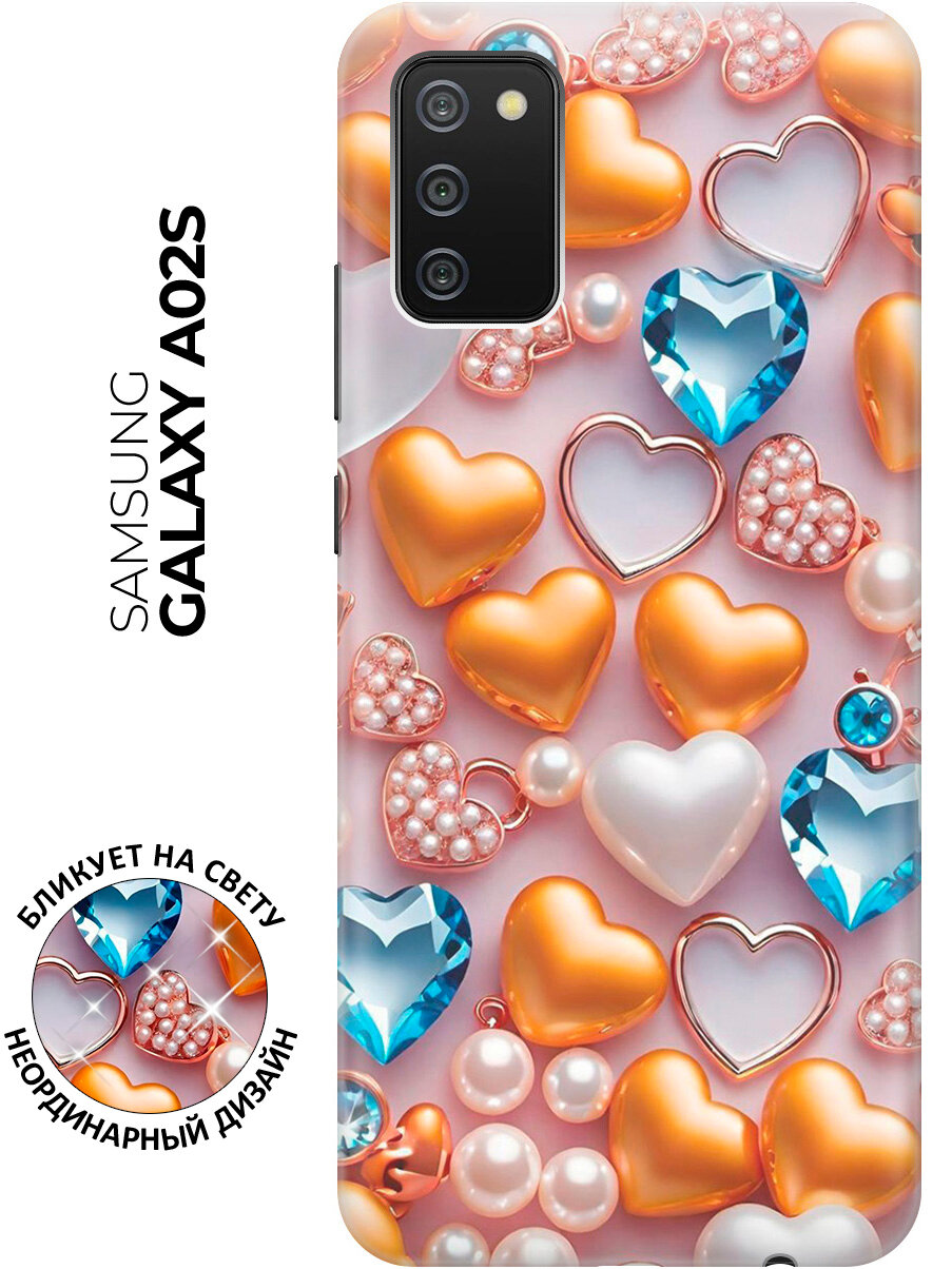 Силиконовый чехол на Samsung Galaxy A02s с принтом "Украшения и сердечки"