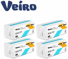 Полотенца бумажные в пачках V-сл. Veiro Home (Soft Pack) 2 слоя, 132 листа. 4 пачки