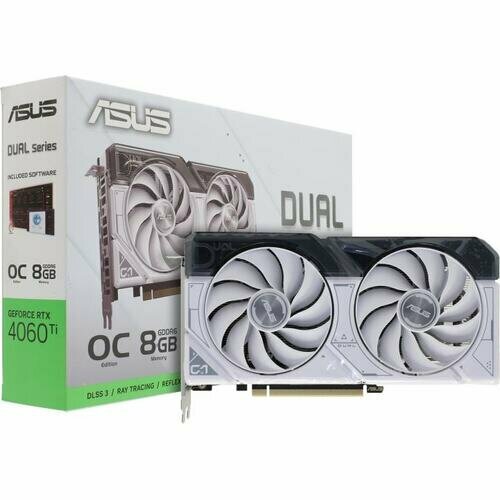 Видеокарта Asus DUAL DUAL-RTX4060TI-O8G-WHITE видеокарта asus dual dual rx6500xt o4g