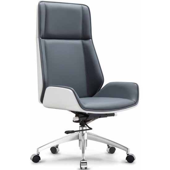 Кресло руководителя Stool Group TopChairs Crown SN, серо-голубой, белый