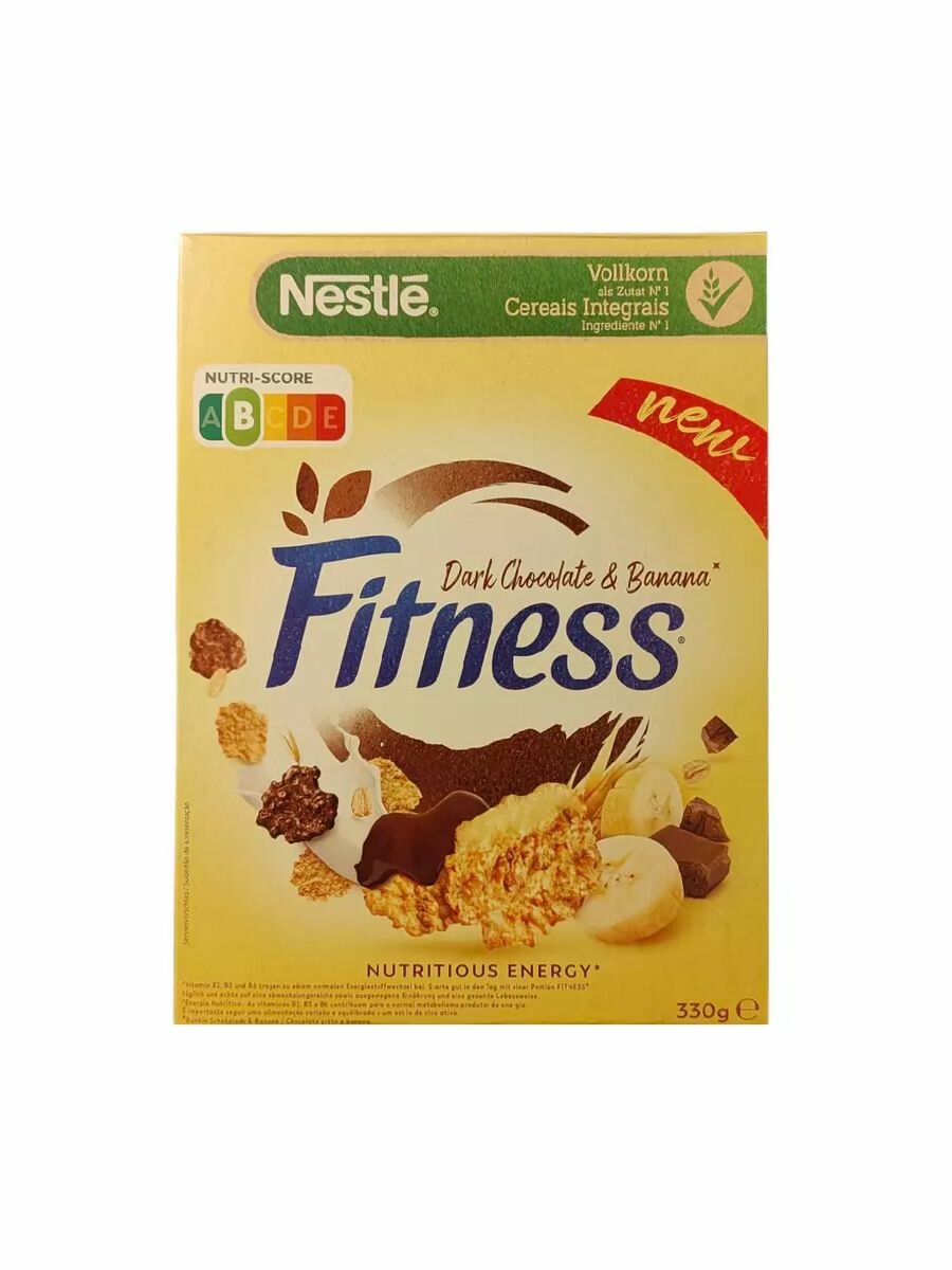 Сухой завтрак Nestle Fitness темный шоколад и банан, 330 гр