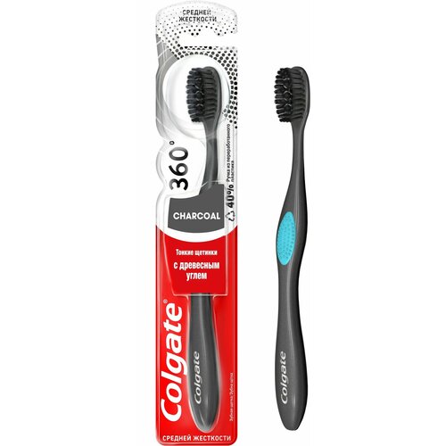 Colgate зубная щетка 360 древесный уголь средняя зубная щетка colgate 360° древесный уголь синий