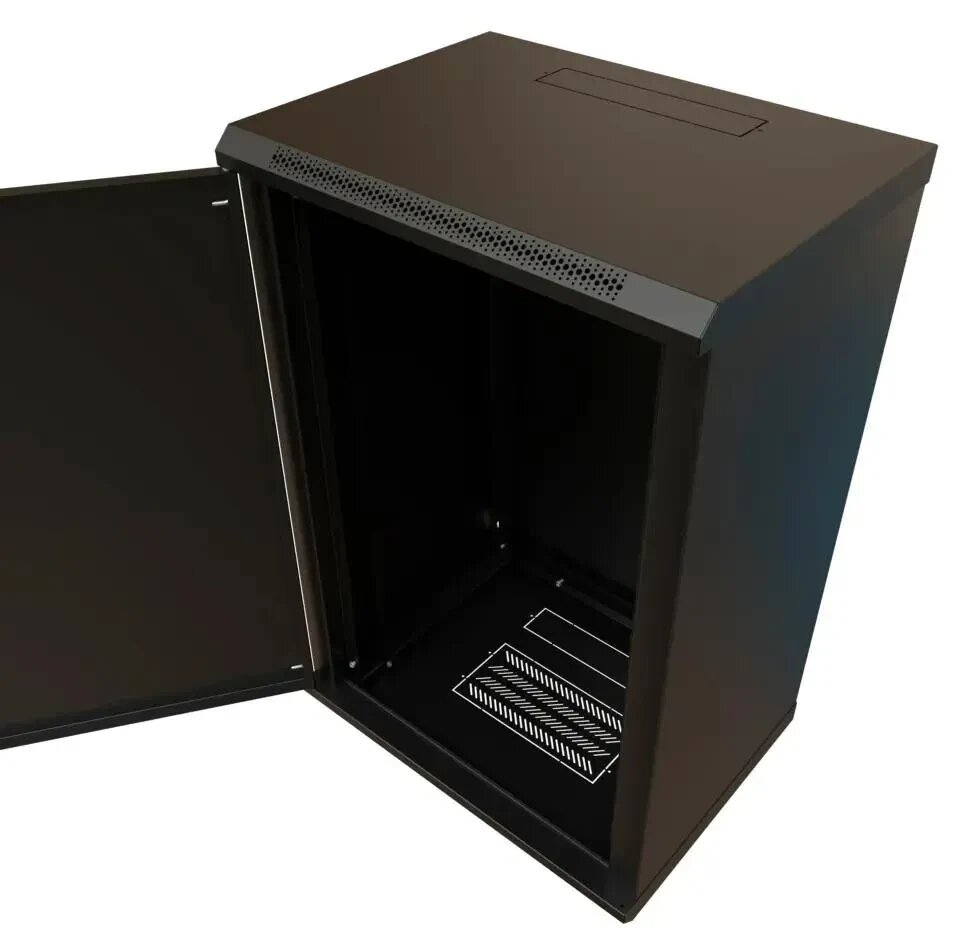 Шкаф серверный 19", 18U WRLine 908x600х450мм, цельнометаллическая дверь с замком, цвет черный (RAL 9004) (разобранный) - фото №4