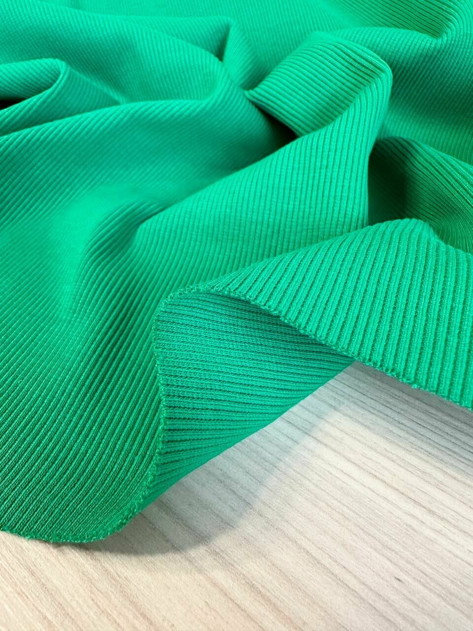 0,5м Кашкорсе трикотаж к футеру ткань для шитья подвяз, манжет, шапок и одежды. Зеленый. Отрез 50*110 см.