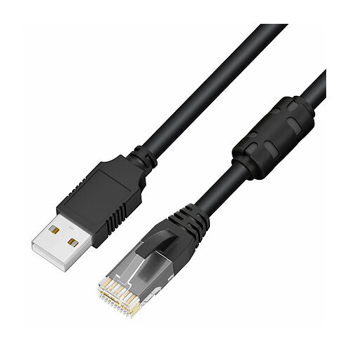 GCR Кабель консольный 3.0m USB 2.0, AM/RJ50 (10P10C), черно-прозрачный, ферритовое кольцо, 28/24 AWG, экран, армированный Greenconnect GCR-54481