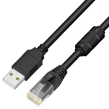 Кабель GCR консольный 1.0m USB 2.0, AM/RJ50 (10P10C), черный, ферритовое кольцо, 28/24 AWG, экран, армированный - фото №7