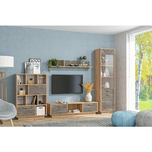 Комплект мебели для гостиной Эго МС ПД композиция 7 Дуб Крафт ЗолотойКамень Темный 25738₽