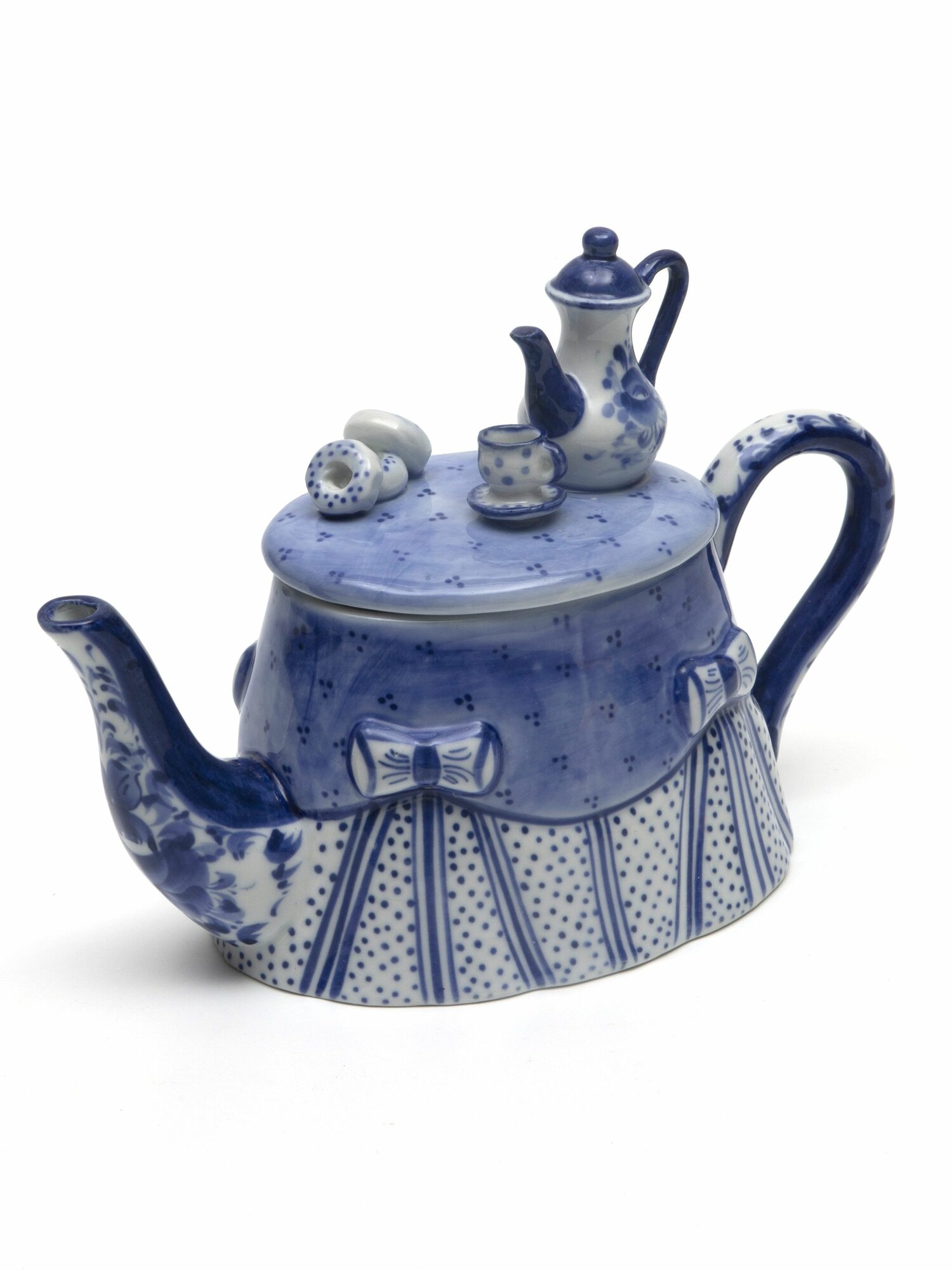 фото Чайник декоративный "Стол" кобальт