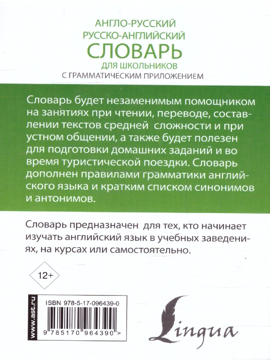 Англо-русский, русско-английский словарь для школьников - фото №16