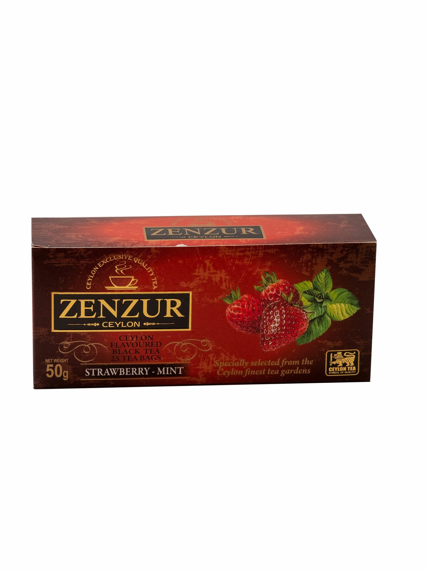 ZENZUR Черный чай со вкусом клубники и мяты 25 пакетов — фото 1