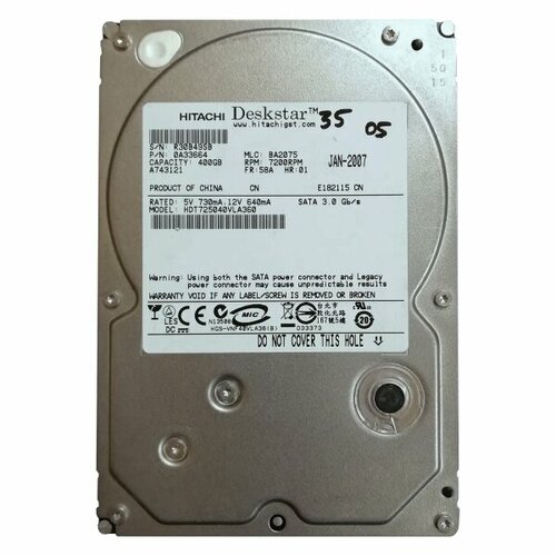 Жесткий диск Hitachi HDT725040VLA360 400Gb 7200 SATAII 3.5 HDD жесткий диск hitachi hts725025a9a364 250gb 7200 sataii 2 5 hdd