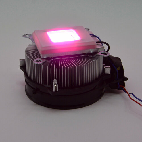 Мощный LED grow full spectrum light 50Вт фитосветодиод на радиаторе с активным охлаждением