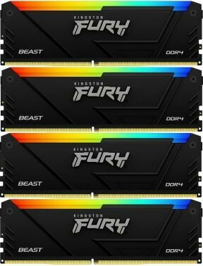 Оперативная память Kingston DDR4 4x8GB 3200MHz Fury Beast RGB RTL Gaming PC4-25600 CL16 DIMM 288-pin 1.35В dual rank с радиатором Ret