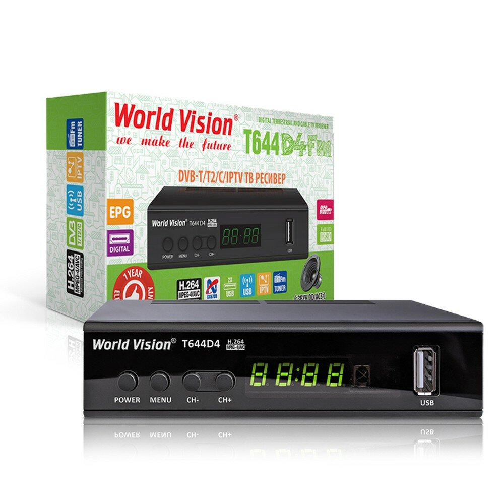 Ресивер для цифрового телевидения приставка тюнер тв для телевизора с пультом World Vision T644D4
