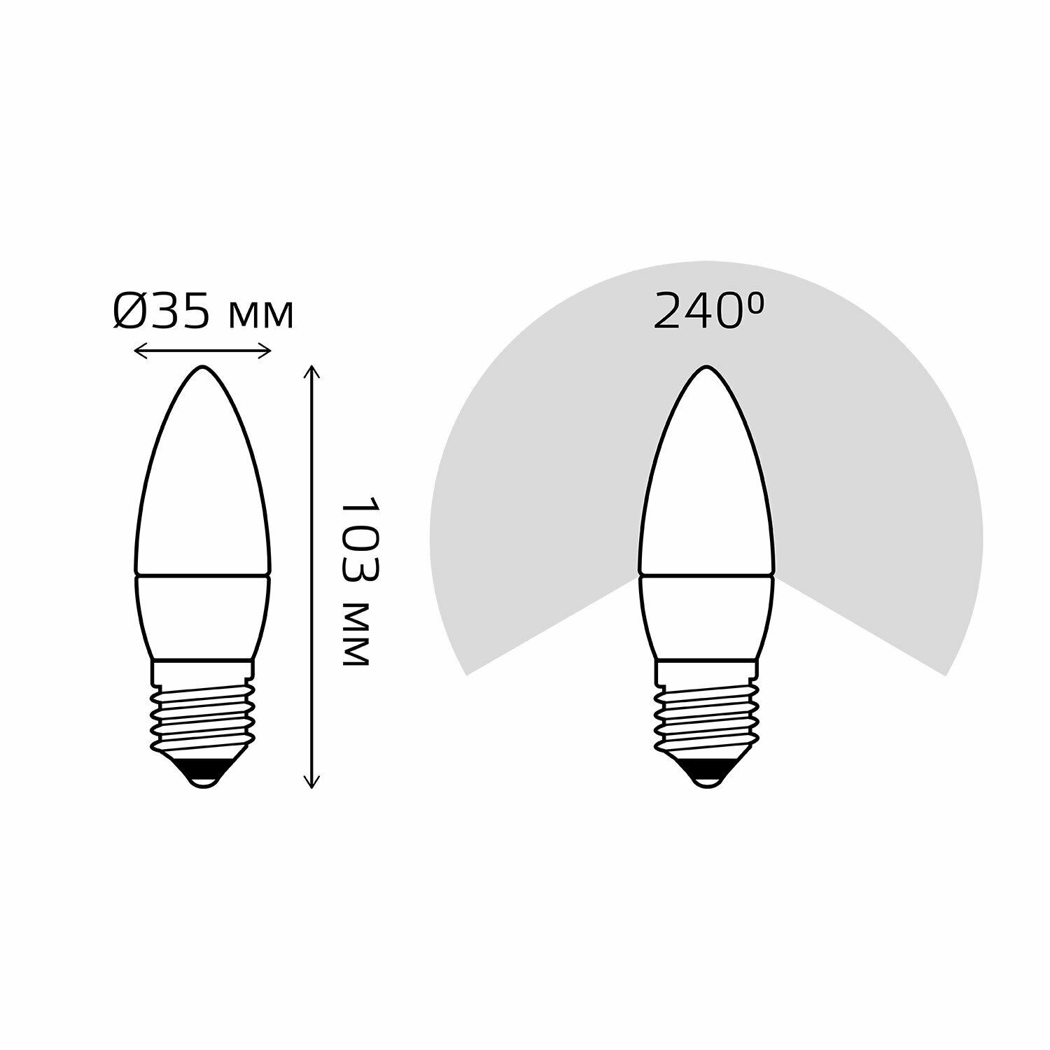 Лампа светодиодная E27 свеча, 12Вт, 6500K / холодный свет, 950лм, Gauss Elementary (30232) - фото №13