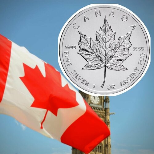 5 долларов 2001 г клиновый лист канада Серебряная монета 5 долларов Кленовый лист. Канада. 2012 г.