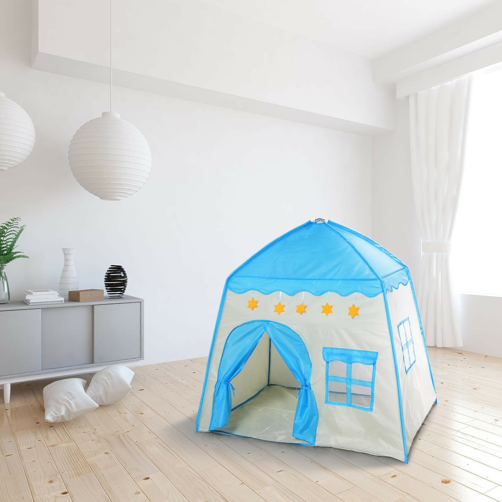Палатка детская игровая "Домик" голубой 130х100х130 см