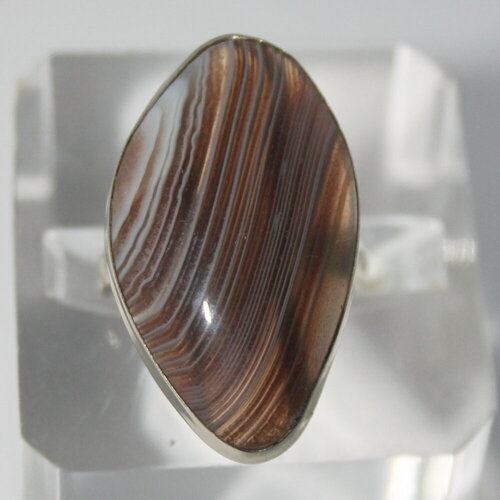 Кольцо True Stones, агат, размер 16, белый, коричневый кольцо true stones агат размер 16 серый коричневый