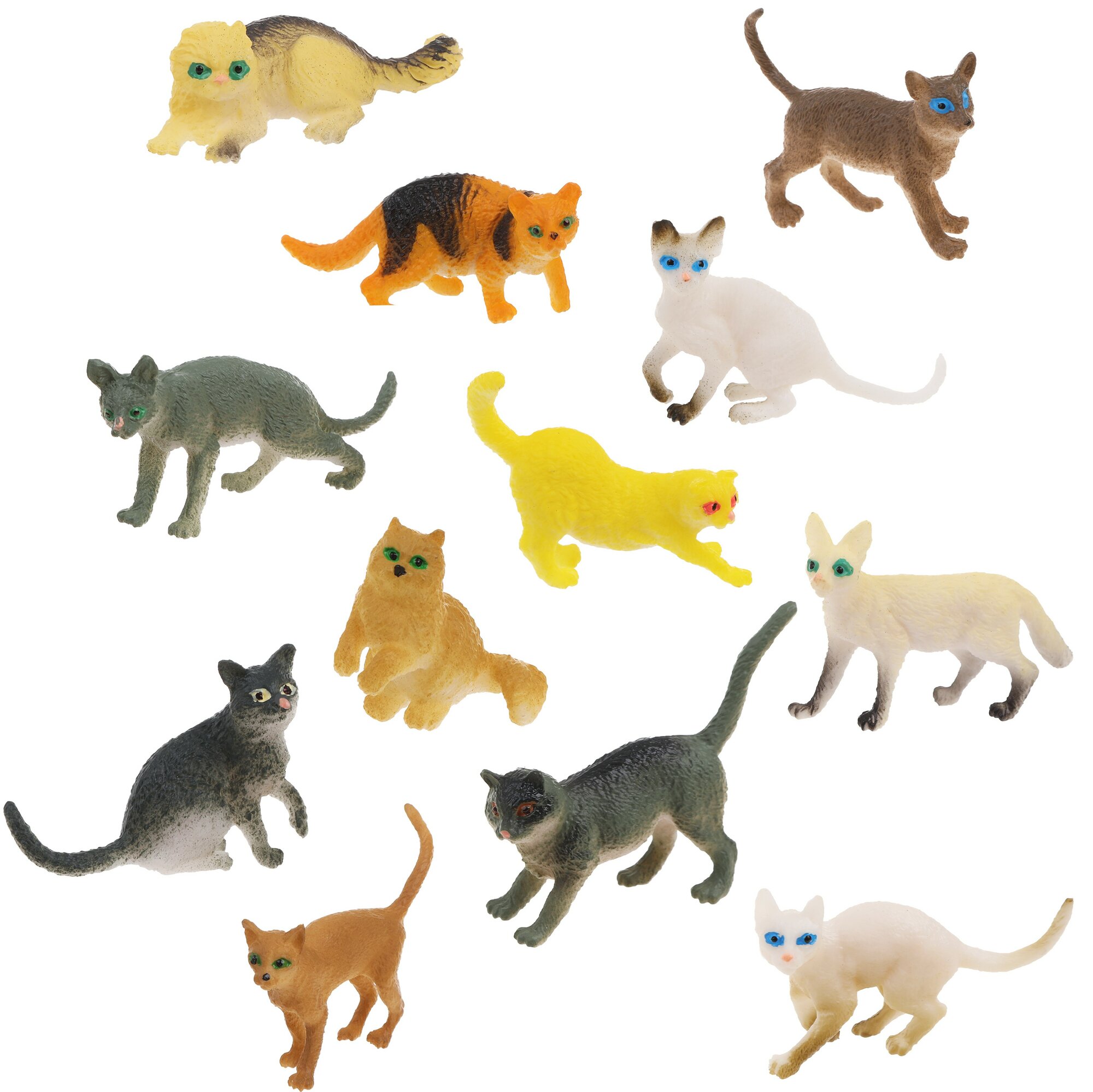 Фигурки домашних животных Кошки, 12 предметов