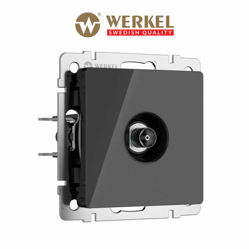 ТВ-розетка оконечная Werkel W1183048 черный акрил IP20 тв розетка оконечная werkel w1183010 шампань рифленый