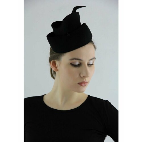 черная шляпка ободок 13066 Вуалетка МИР ШЛЯП, размер универсальный, черный