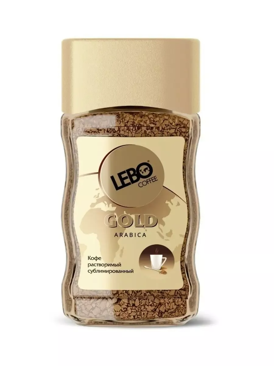 Кофе растворимый сублимированный LEBO Gold, 100 г, стекло