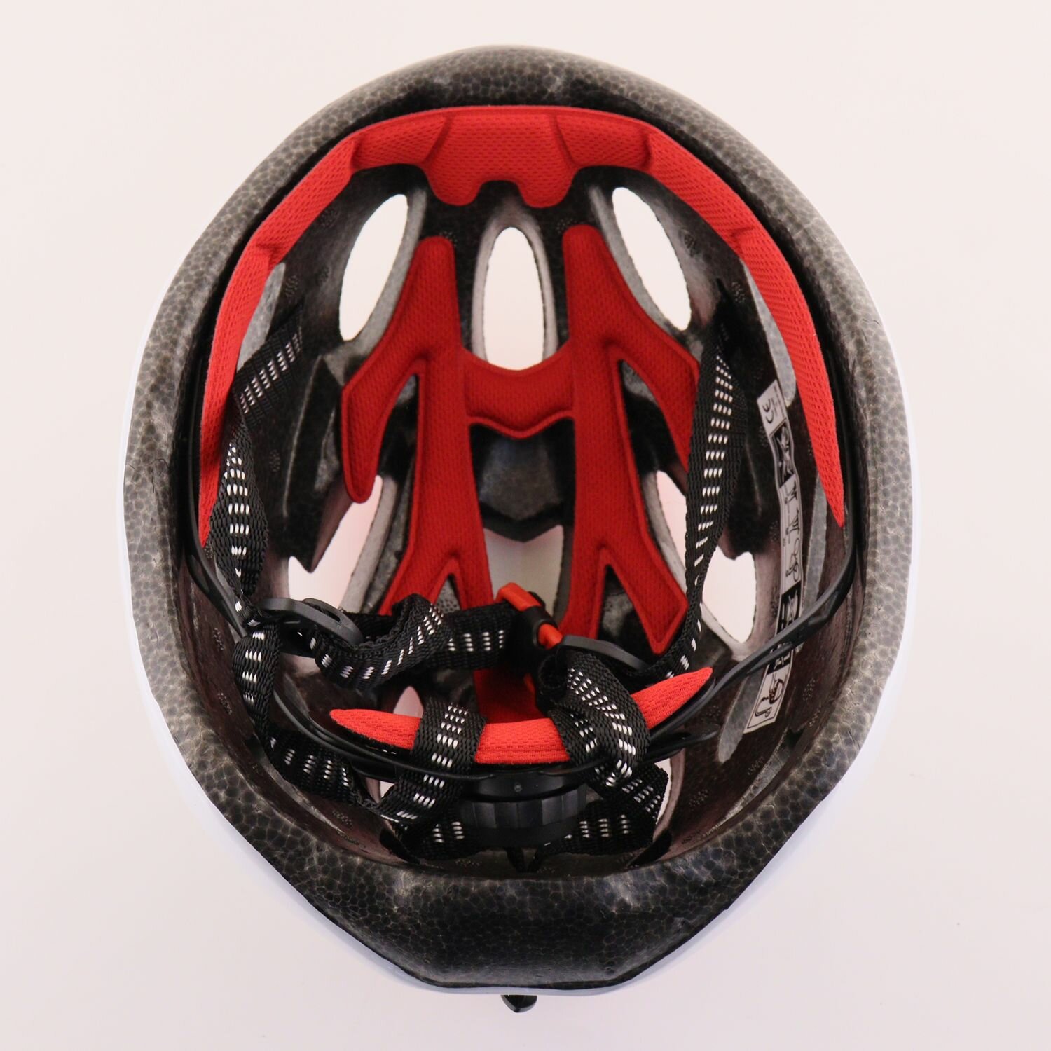 Шлем велосипедный (глянцевый, size: L (57-62см) серо-красный, +козырек)
