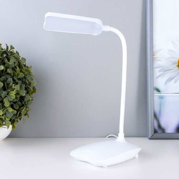 Настольная лампа Risalux "Лайт", LED, 3 Вт, USB 80 см, белая, 12,5х12,5х23 см