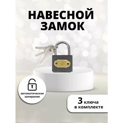 Замок навесной для шкафчика 38х55мм 3ключа серый 177₽