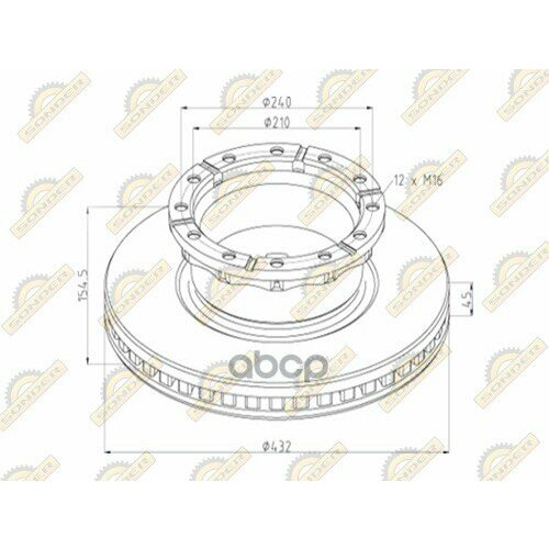 Iveco Stralis (2002>) 432/210X45/154 С Abs Вентилируемый Диск Тормозной Задний SONDER арт. 16.005.0089