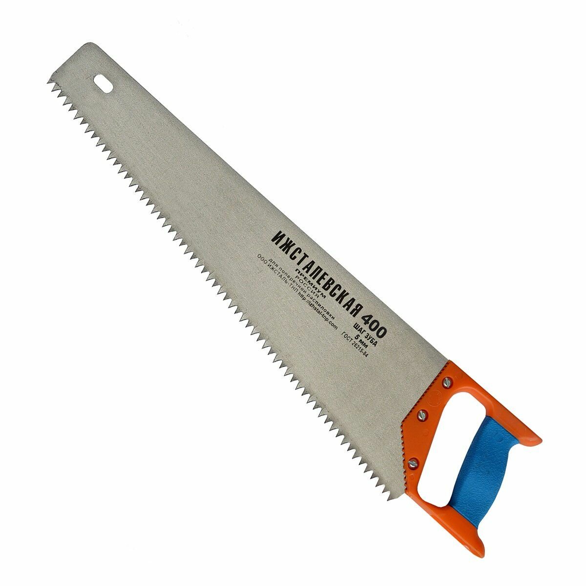 Ножовка по дереву, 400 мм, шаг зубьев 5 мм, пластиковая рукоятка (Ижсталь)
