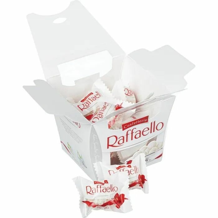 Конфеты в коробке Raffaello, с цельным миндальным орехом, в кокосовой обсыпке, 150 г