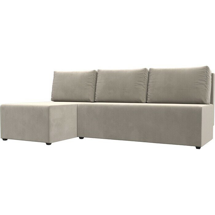 фото Угловой диван АртМебель Поло микровельвет бежевый левый угол