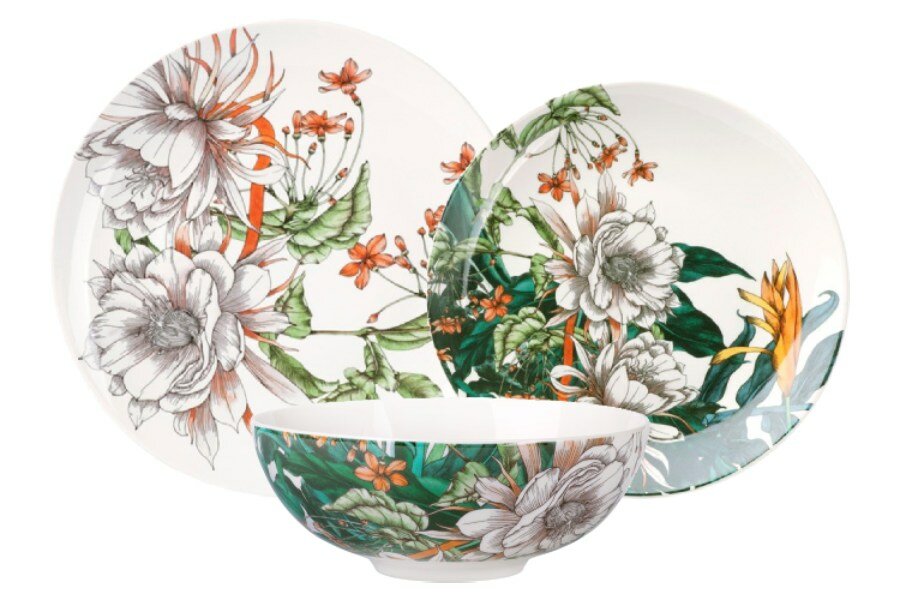 фото Обеденный набор Тропические цветы, 6 персон, 18 предметов (Maxwell&Williams)