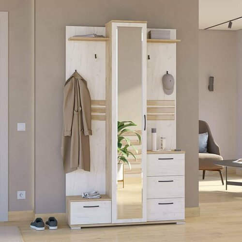 Прихожая Гранд Кволити Альберто 2-3438 дуб крафт белый/дуб крафт золотой