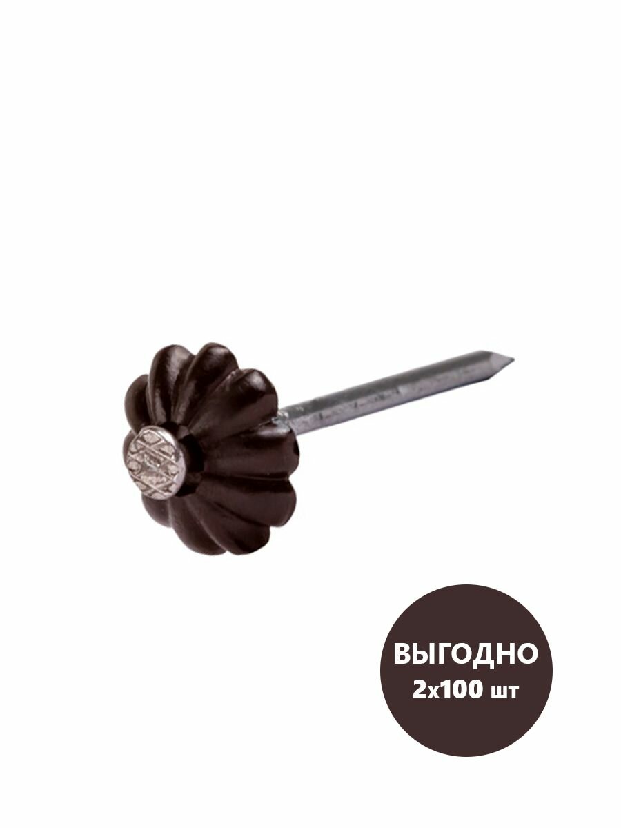 фото Гвозди декоративные / Гвозди обивочные / Гвозди мебельные 1 х 32 мм, 100 шт, белые, 2 уп.