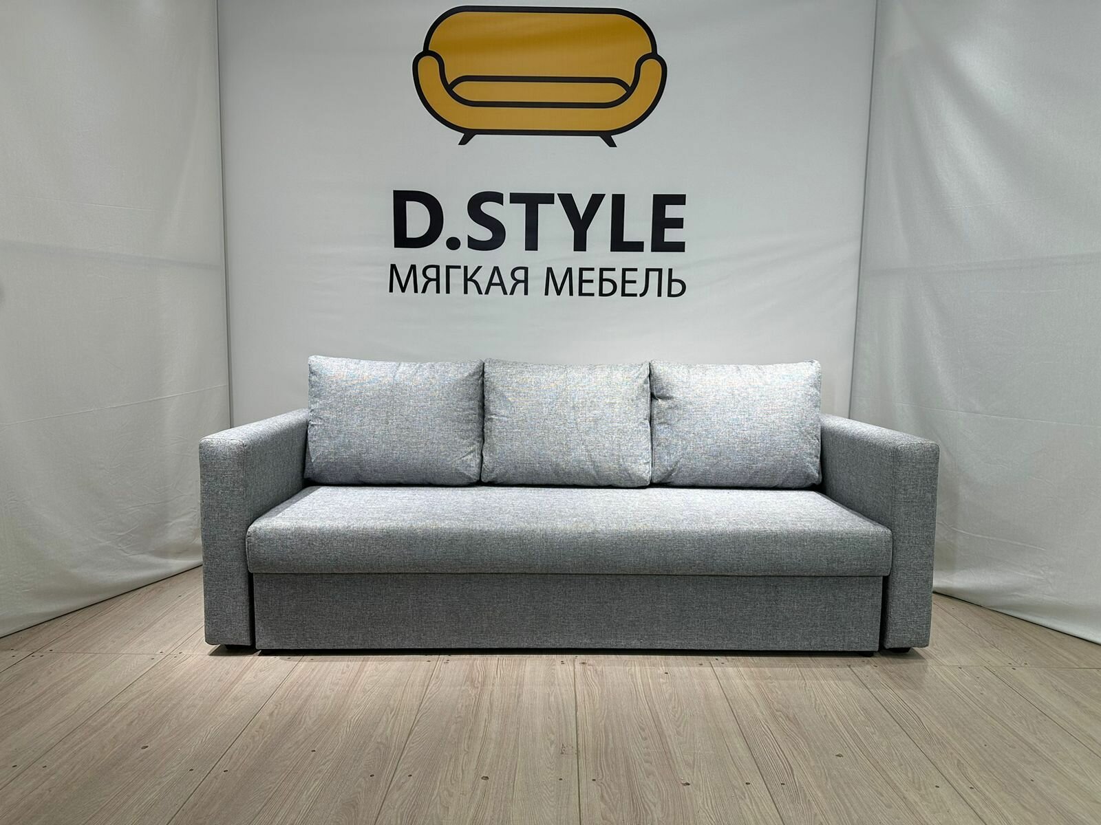 фото Диван прямой еврокнижка, бежевая рогожка