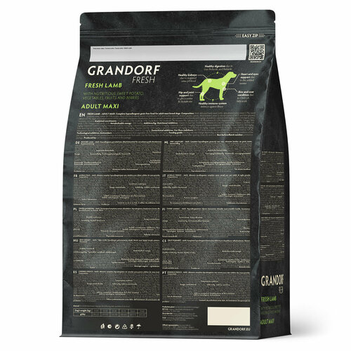 Grandorf FRESH беззерновой корм для взрослых собак крупных пород с живыми пробиотиками, ягненок с бататом