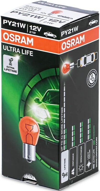 Сигнальная лампа Osram PY21W (21W 12V) Ultra Life 1шт 7507ULT